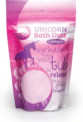 Elysium Spa Unicorn Bath Dust 400g Bubblegum Fizzy Fragrance Soothing Soak