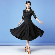 Lady Lace Latin Dance Dress Salsa Tango Ballroom Tassel Rumba Practice Swing