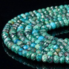 4X2MM Chrysocolla Azurite AAA Micro Faceted Rondelle 15 inch 80018124-P89 