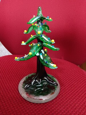 VINTAGE Rare JAROSLAV SVOBODA Signed CZECH Blown GLASS, CHRISTMAS TREE