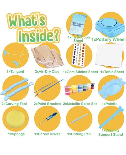 Kids Pottery Wheel Kit - Complete Pottery Wheel and Painting Kit for Beginners w - Picture 5 of 6