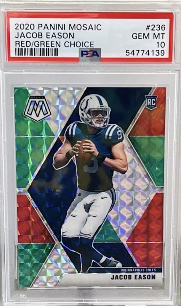 2020 Panini Mosaic Jacob Eason Red Green Choice Rookie RC #236 PSA 10 GEM MINT