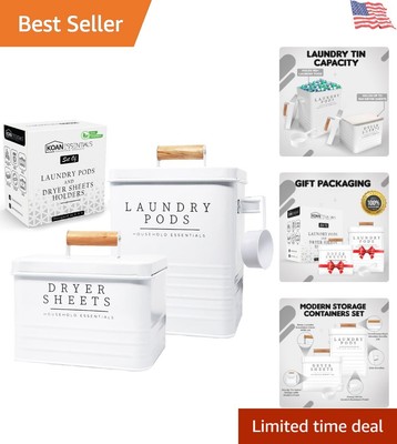 Durable Multi-Purpose Laundry Pods Container with Elegant Dryer Sheets Storage