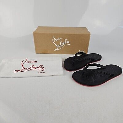 CHRISTIAN LOUBOUTIN Loubi Black Flip Flops New Size 35 US 5 CHRISTIAN LOUBOUTIN Loubi Black Flip Flops New Size 35 US 5