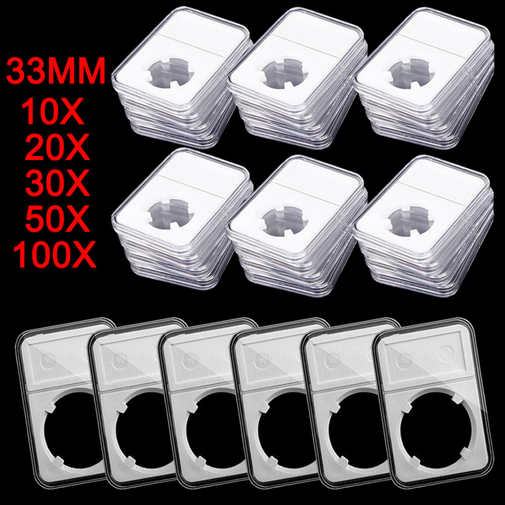 10-100Pcs 33mm Coin Slab Display Holders Storage Box Show Case Stand ...