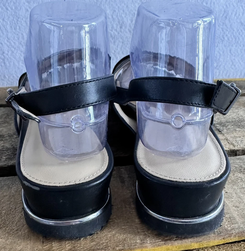 Antonio Melani Sandals Platform Shoes US 9 EU 40.5 Black Leather Luxury Summer - Image 3 of 4