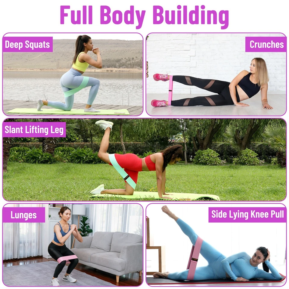 Bandas de resistencia de alta resistencia de 3 piezas para yoga, pilates, glúteos de cadera y muslo, 3 niveles Foto 4 de 4