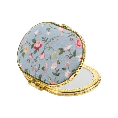 VOCOSTE Compact Flower Pocket Mirror - Oval Mini, Vintage 3''L x 2.3''W, Blue