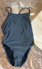 Jolyn Chevy Gray Strapped Italian Polyester Swimsuit  sz 32
