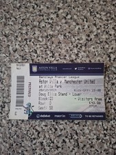 MATCH TICKET PREMIER LEAGUE ASTON VILLA V MAN UTD 20th dec 2014