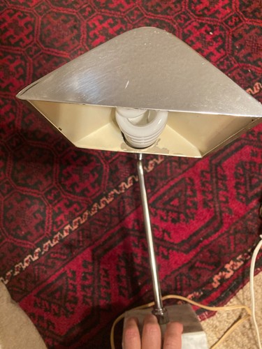 MCM 1970s- Koch & Lowy ? Chrome Desk Lamp-4" Square Marble Base 16" Tall - Picture 9 of 23