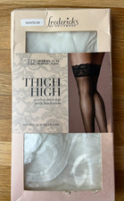 Fredericks of Hollywood White Thigh High Lace Top Stockings Backseam sz M