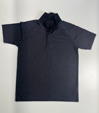 Men's size M Gray Heathered Polo Shirt Short Sleeve Button Moisture Wicking