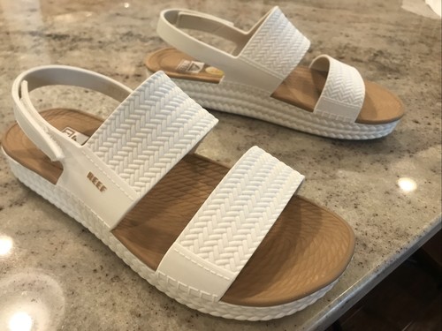 Reef Women’s Water Vista Slide Sandal White & Tan Sz 8 Slip On Open Toe - Picture 3 of 5