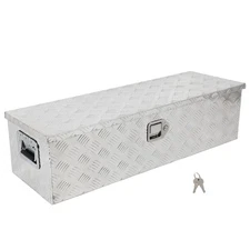 39"X13"X10" PICKUP TRUCK TRUNK BED TOOL BOX TRAILER STORAGE&LOCK ALUMINUM Silver