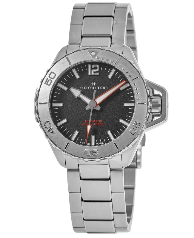 Новые мужские часы Hamilton Khaki Navy Frogman с автоматическим черным циферблатом из стали H77815130