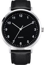 Classic Quartz Analogue Designer Wrist Watch Mens Gift Leather Strap Adjustable