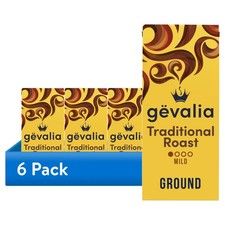 6 pack Gevalia Traditional Roast Ground Coffee, 12 oz. Bag
