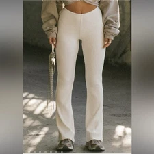 Joah Brown Fitted Mini Flare Pant Natural Luxe Knit Size S/M