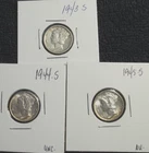 Mercury Dime lot  1943S 1944S 1945S  Lot of 3   (.99 cent start NR)