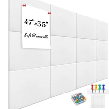 Large Office Cork Board Alternative - 47"x35"12 Pack Felt Wall Tiles