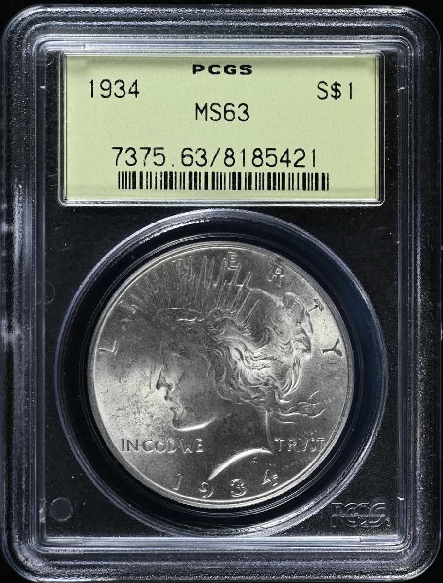 MS 63 Graded 1934 Year Peace Dollars (1921-1935) for sale | eBay