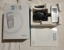 Nokia 3120 Silver Blue Phone,Battery,Charger,Manual,Box Open Box -Parts/Repair