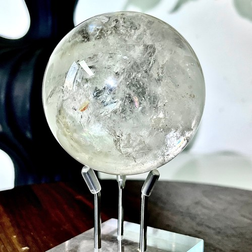 423G  Natural White Crystal Clear Quartz Crystal Sphere Ball Healing Meditation - Picture 11 of 15