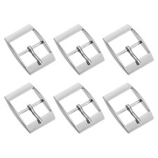 6Pcs 0.98" Single Prong Belt Buckle Square Center Bar Buckles for Belt Silver