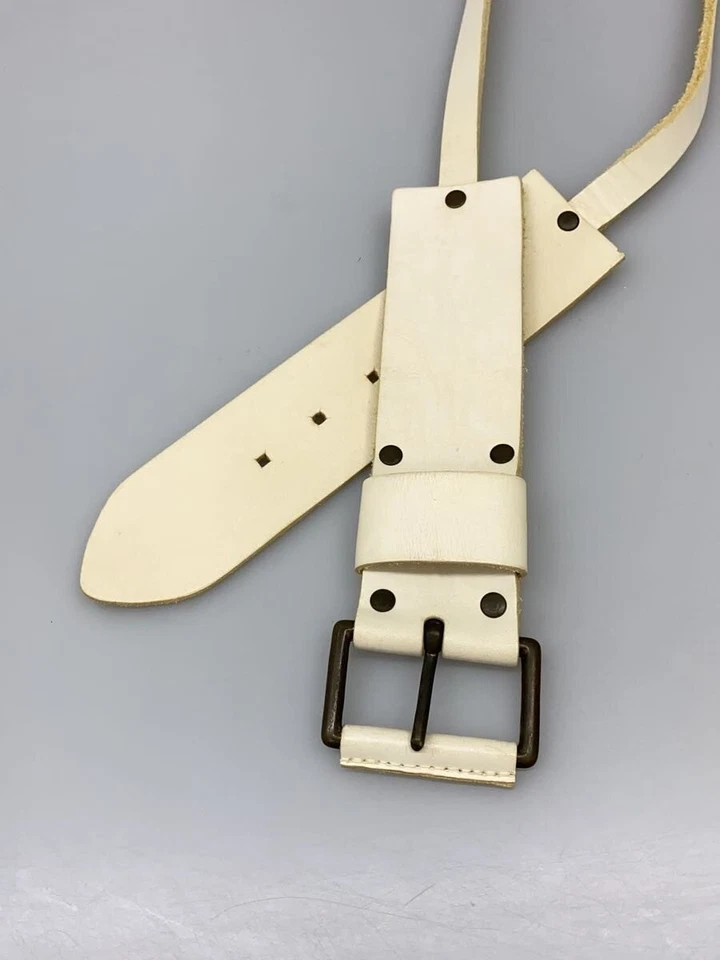 Cinturón de cuero para hombre DRIES VAN NOTEN en blanco Foto 2 de 4