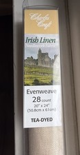 Charles Craft Irish Linen 28 Count 20"X24" Tea Dyed Needlework Cross Stitch