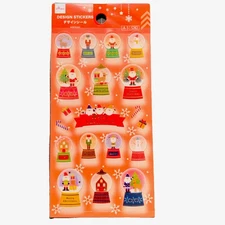 DAISO Christmas Stickers Snow Globe Santa Kawaii Design Sheet Japan Exclusive