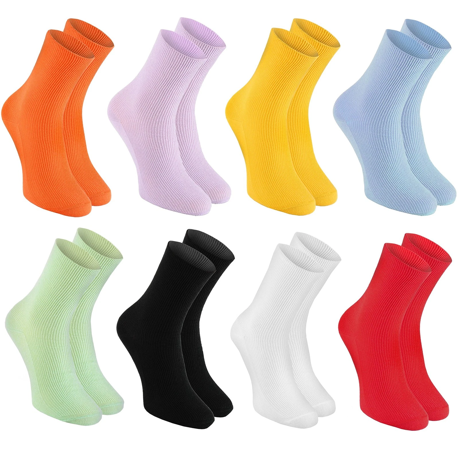 Rainbow Socks - 8 pairs of DIABETIC Elastic Cotton 10-11.5, 8xmulticoloured