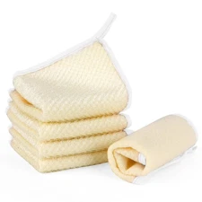 5-Pack Exfoliating Washcloths for Body & Face Loofah Shower Scrubber White