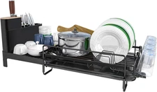 Large Detachable Dish Rack with Drainboard Set, Dish Drying Rack Extendable Dish