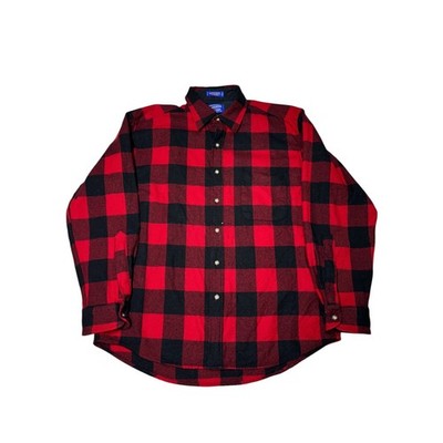 Pendleton Lodge Shirt Red Black Buffalo Plaid Wool Long Sleeve Button Up Mens L