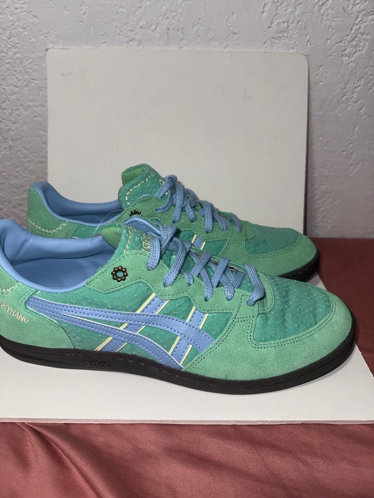 ASICS Skyhand Men's Low Top Lace-Up Sneaker Green Blue Style Code 1203A767