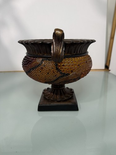 Vintage Rare Gold Amber Centerpiece Decorative Bowl/ Pedestal Vase - Picture 2 of 7