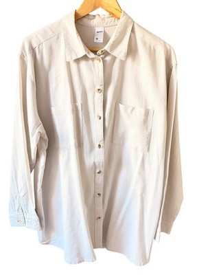 Beige Longline Leinenmischung Hemd Anko Größe 16