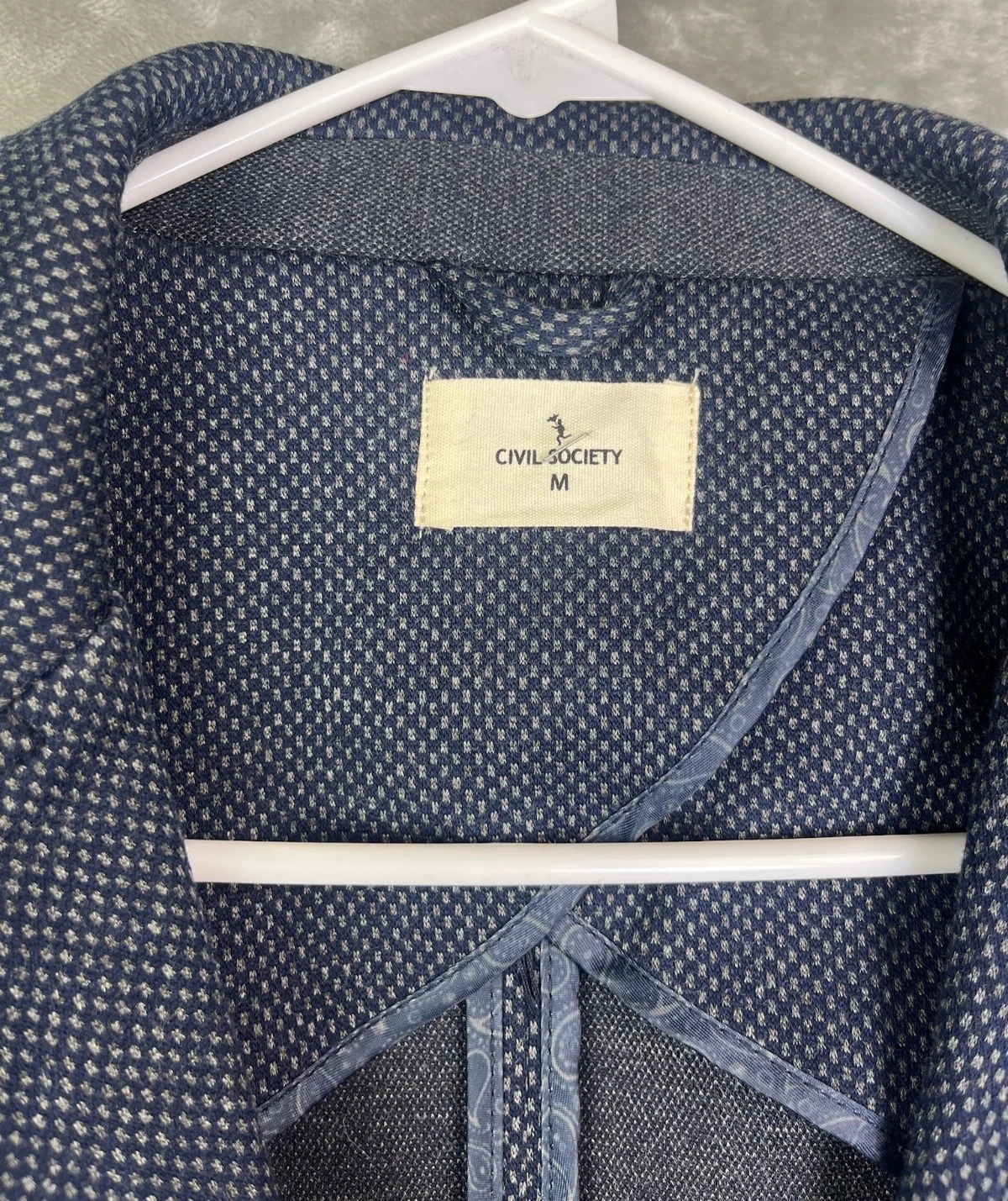 Civil Society Mens Blazer Medium Navy Blue Textured Paisley Sport Coat Jacket - product detail image 4