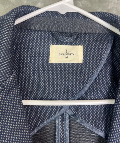 Civil Society Mens Blazer Medium Navy Blue Textured Paisley Sport Coat Jacket image 4