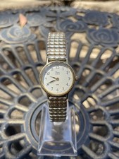 Working Timex Indiglo Silver Expansion Band Ladies Wristwatch Gold Case