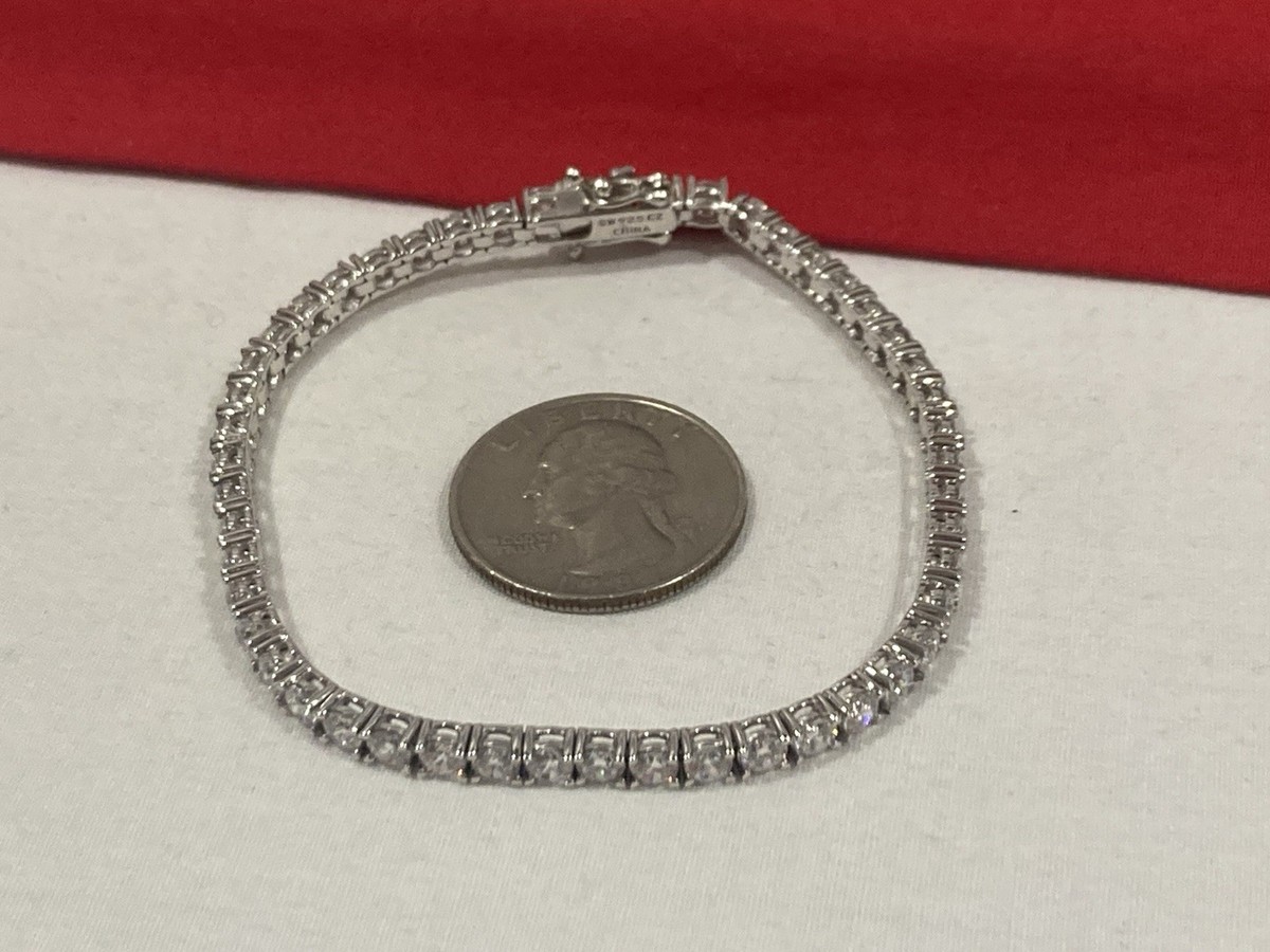 STONE TENNIS BRACELET-SILVER925-ブレスレット SW 925 China Signed Sterling Silver Cubic Zirconia Stone Tennis