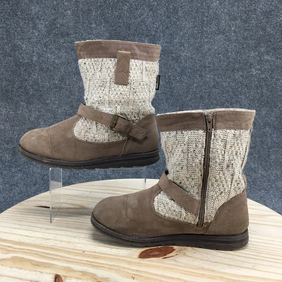 MukLuks Botas Mujer 10 Marrón Nieve Imitación Gamuza Crochet Cómodas Informales Tobillo Top Foto 2 de 4