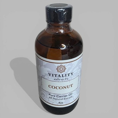 Vitality Extracts Coconut Pure Carrier Oil ~ 4oz (120ml) ~ No Dropper ~ New