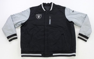 Rare NIKE Oakland Raiders Varsity Bomber Reversible Jacket 2010s Black Silver