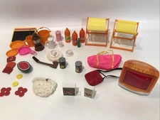 Vintage Barbie 70s Orange & Yellow Camping Chairs and Camping Accessories