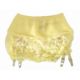 VINTAGE *NEW* 1950's Women's Yellow w/Lace Girdle Garter Size L