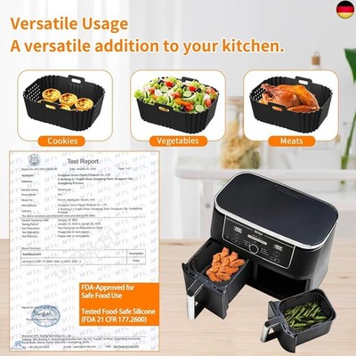 Accessoires voor Heteluchtfriteuse - Airfryer Silicone Vormen voor Ninja SL400EU/SL400EUCP Dubbele Heteluchtfriteuse, Foodi Max Dual Zone Air Fryer Accessoires - Bakvorm Inzetstuk/Bakpapier/Rack etc