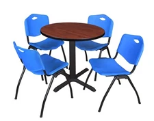 Regency Cain 30 in. Round XBase Breakroom Table & 4 M Stack Chairs